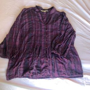 St. John’s Bay Purple Plaid Blouse XL